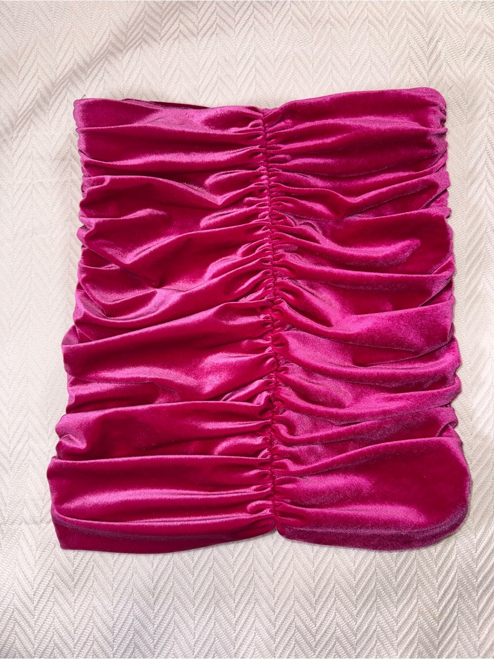 Zara Fuchsia Ruched Velvet Tube Top Sz-M